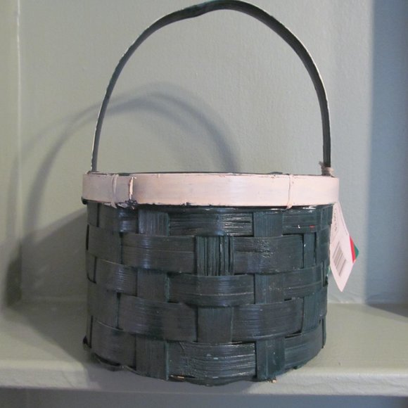 Vintage Wicker Basket w Handle, Poinsettias, Fruit NWT - Picture 5 of 10